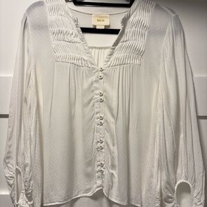 Maeve White Button-Down Blouse